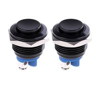 CENPEK 2Pcs 16mm 5/8inch High Round Black Metal Momentary Push Button Switch 1NO SPST 3A/ 12-250V for Industrial Car Switch G-M16BK