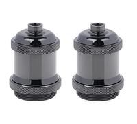 CENPEK 2Pcs E26 E27 Lamp Socket With Shade Ring,Light Bulb Socket Holder Screw In Standard Base Medium Retro Pendant Bulb Hold Light Cage Cover-Black