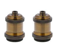 CENPEK 2Pcs E26 E27 Lamp Socket With Shade Ring,Light Bulb Socket Holder Screw In Standard Base Medium Retro Pendant Bulb Hold Light Cage Cover-Coppery