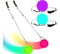 CENPEK 2pcs LED Light Up Swinging Balls, Rainbow Colors and Strobe Effects, Poey Balls for Circus Games, Juggling, Light Up Spiders, Swings, Belly Dance