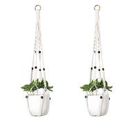 CENPEK 2pcs Plant Hanger Indoor Hanging Planter Basket Flower Pot Holder Jute Rope with Beads 75cm