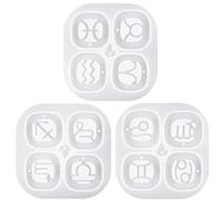 CENPEK 3 Pcs 12 Constellation Resin Molds Zodiac Silicone Moulds, Crystal Epoxy Resin Casting Mold Kit for Jewelry Making DIY Craft,Resin Keychains,Clay Crafts