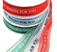 CENPEK 3 Rolls 2.5cm Wide Satin Ribbon 50 Yards Printing Best Wish for You Fabric Craft Ribbon for Wedding Valentine's Day Flowers Packaging Box Paper Gift Wrapping Party Decoration #1