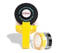 CENPEK 3D Embossing Label Maker - Manual Label Printer Small Model for DIY Lettering, Custom Labeling, and Tape - Includes Black Tape (Yellow) for Home and Office Use