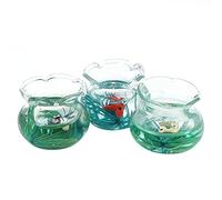 CENPEK 3PCS 1:12 Miniature Glass Goldfish Bowl with Fish Miniature Fish Bowl Glass Fish Tank Dollhouse Accessories