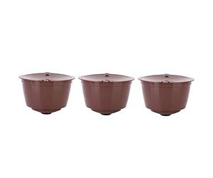 CENPEK 3pcs Coffee Capsule Filter, Reusable Coffee Capsules Coffee Cup Pods Filter Coffee Percolator for D-o-l-c-e G-u-s-t-o Nes-cafe for Home Kitchen Office Outdoor Use (Brown)