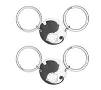 CENPEK 4 Pcs Black And White Matching Puzzle Cat Couples Keychains Set Cute Stuff Cat Keyring Valentines Day Matching Couple Stuff