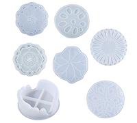 CENPEK 4 Pcs Lotus Flower Lotus Leaf Lotus Root Silicone Coaster Resin Moulds witth 1Pc Coaster Storage Box Epoxy Resin Mold for Making Resin Crafts Cups Mats Crystal Trinket Organizer Candle Hold