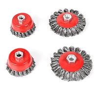 CENPEK 4 Pcs Twist Knot Semi Flat Wire Wheel Cup Brush Set Kit to Fit 115mm Angle Grinder