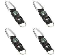 CENPEK 4pcs Outdoor Sport Keychain Carabiner Compass Keychain Carabiner Thermometer Mini Multifunctional Survival Tool for Outdoor Sports Hiking Camping Black