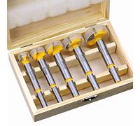 CENPEK 5 Pieces Carbide Drill Bit Set, Hinge Hole Saw Drill Wood Slabs Flat Wing Boring Drill Bits Auger Holes Opener Woodworking Tool, 15mm 20mm 25mm 30mm 35mm
