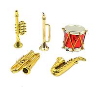 CENPEK 5pcs Miniature Musical Instrument Drums Saxophones Trumpets Medium for 1:12 Dollhouse Deco