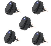 CENPEK 5Pcs Waterproof LED Lighted Rocker Switch Toggle 12V 30A SPST 3 Pin On-Off Blue Round Dot Switch for Car Boat Marine-Blue LED