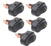 CENPEK 5Pcs Waterproof LED Lighted Rocker Switch Toggle 12V 30A SPST 3 Pin On-Off Blue Round Dot Switch for Car Boat Marine-Yellow LED