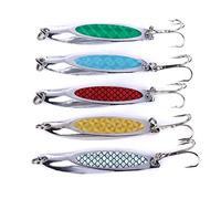 CENPEK 5pcs Wedge Fishing Sea Trout Lures Metal Slice Spoon Treble Hooks Mackerel sequins spinner Hard Baits Casting Blade Tackle