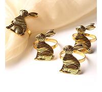 CENPEK 6pcs Easter Bunny Napkin Rings Rabbit Napkin Ring Holders Mental Table Decor for Easter New Year Thanksgiving Festival Party Banquet Dinner Spring Table Decoration (Gold)