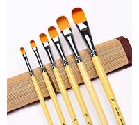CENPEK 6Pcs Weasel Hair Long Handle Filbert Paint Brush Set for Acrylic, Oil, Gouche and Watercolor Painting