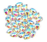 CENPEK 72 Piece AB Rhinestone, Flatback Teardrop Rhinestones, Horse Eye Shape Craft Crystals for Jewelry DIY, Clothing Decoration, Craft Projects, 7x12mm(Crystal AB)