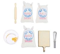 CENPEK 7Pcs 1:12 Dollhouse Miniature Flour Salt Bags Eggbeater Model Baking Set Food Baking Scence Bread Making Set Miniature Food Dollhouse Accessories