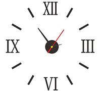 CENPEK Acrylic Digita Wall Clock, Roman Numerals Modern Large 3D Wall Clock, DIY Frameless Mute Decorative Wall Clock for Home Office Bedroom Living Room Corridor Bar Decoration (Black)