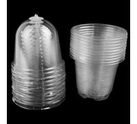CENPEK Clear Flower Pots Premium Pack of 10 Growing Pots with Humidity Dome - Diameter 9 cm Transparent Plastic Plant Pots - For Succulents, Seeds, Seedlings, Orchids