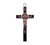 CENPEK Crucifix Jesus Christ Cross Statue Figurine For Car Home Chapel Decor - Ancient Red Copper