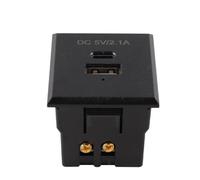 CENPEK FT-012A Black USB PD Charging Socket Embedded Module 2 AC Outlets 2 USB Ports 18W Fast Charge Overload Protection