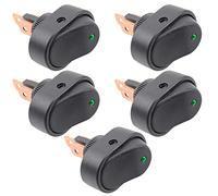CENPEK Interruptor basculante con iluminación LED impermeable, 12 V, 30 A, SPST, 3 pines, interruptor de punto redondo azul de encendido y apagado, 5 unidades, para coche, barco,LED verde