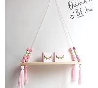 CENPEK Nordic Display Wall Hanging Shelf Swing Rope Floating Shelves with Rope String Home Decorative (Pink)