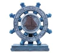 CENPEK Resin Rudder Figurine, Nautical Décor, Helm Model Statue Ornament for Home Garden Bar, Indoor Outdoor Tabletop Decoration, Antique Boat Anchor Mediterranean Style, Blue