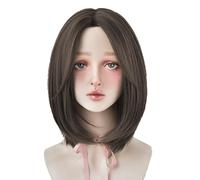 CENPEK Short Straight Wig Face-Shaping Short Straight Hair, Medium-Length Clavicle Hair, Middle-Parted Straight Hair, Fashionable Wig