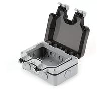 CENPEK Socket Waterproof Box Cover Ip66 Wall Mount Switch Case Flip Cap 2 Gang Pc Outdoor Face Plate Panel Box Guard Case Protector for Bathroom Living Room Veranda (Grey)