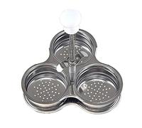 CENPEK Three Grid Stainless Steel Egg Cooker, Poached Egg Pan Maker, Steam Basket for Egg Cooking, Non-Stick Stainless Steel Poached Egg Cups with Holes for Kitchen Accessories (Silver)