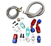 CENPEK Turbo Charger Oil Drain Return Line Oil Feed Complete Kit T3 T4 T04E T60 T61 T70 Silver