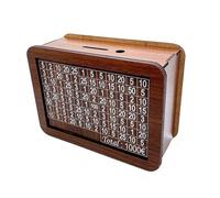 CENPEK Wooden Money Box with Pen and Reusable Money Box with Goal for Easy Saving Money Box Gift for Easy Saving