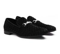 Cenprmon Men's Luxurious Penny Slip-on Dress Loafer for Wedding Prom Party | Diamond-patterned Velvet Smoking Slipper, Luxury Suede Dress Shoes, Comfortable and Light Weight, Wedding & Prom Party Looks