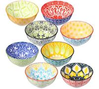 Censen 8 Pcs Colorful Ceramic Bowl Set 10 Oz Soup Cereal Bowls 4.75'' Porcelain Kitchen Serving Bowls for Ramen Rice Dessert Snack Salad Ice Cream Pasta Oatmeal Microwave and Dishwasher Safe (Classic)