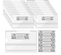 Censen Magnetic Name Badge Holder Magnet Name Tags Identification Card Holder 3.5 x 2.1 Inch Name Badge with Magnetic for Schools Colleges and Corporate Conference (20 Pcs), Clear