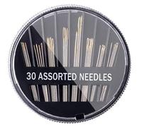 CENSIVI 30 Pcs Hand Sewing Needles - Silver Sewing Needles Assorted Needles Large Eye Stitching Needles Embroidery Needles with Storage Case for Sewing Embroidery Mending Craft Sew