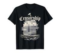 Censorship Blocked Ship Vintage Ocean Waves T-Shirt