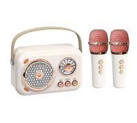 Censous Family Outdoor Children's Karaoke Bluetooth Speaker Wireless Microphone Portable Card Subwoofer High Volume,White