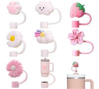 Censuob 8 Pcs Straw Covers for Stanley Cup Accessories, 10 mm 0.4in Dustproof Straw Covers Cap, Reusable Straw Toppers, Silicone Straws Cover Tips for Stanley 40/30 Oz Tumbler