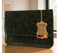 Centaur Premium Laptop Bag Made of Genuine Italian Leather & 100% Wool Felt - Laptop Sleeve Made in Germany - Elegant Case with Extra Compartment - Protective Case for Notebooks 16 Inch Emerald