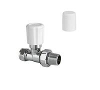 Center 15mm Straight Manual Radiator Valve Wheelhead/Lockshield Pack x 1
