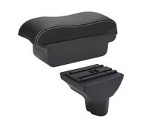 Center Console Armrest Cover For Hyundai For I20 Car Armrest Storage Box Curved Surface Leather Simple Installation Dedicated(C3 Black White Nousb)