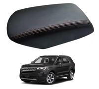 Center Console Armrest Cover Replacement for Ford Explorer 2011-2019, Leather Lid Pad Cushion for Armrest Box Protector Car Interior,Black-White Line