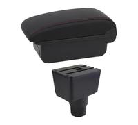 Center Console Box For Ecosport 2018 2019 2020 2021 Armrest Box Leather Arm Rest Center Console Storage USB Car Accessory(B1 Red Line)