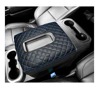 Center Console Cover for Chevy Silverado/GMC Sierra Accessories 2019-2026, Tahoe & Suburban & Yukon 2021-2026 Armrest Cover Middle Cut Leather Protector Pad (Bucket Seat Consoles)(Blue Stitches)