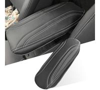 Center Console Cover for Mustang Mach E - [Upgraded] Soft Leather Anti-Slip Armrest Cover Protector for 2021 2022 2023 2024 Ford Mustang Mach-e Interior Accessories (White Stitches)