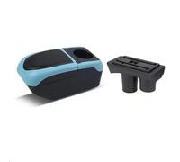 Center Console Storage Car Armrest Box Car Armrest Storage Box With Cup Holder USB Accessorissories For Citroen C2 C3(Black-blue)